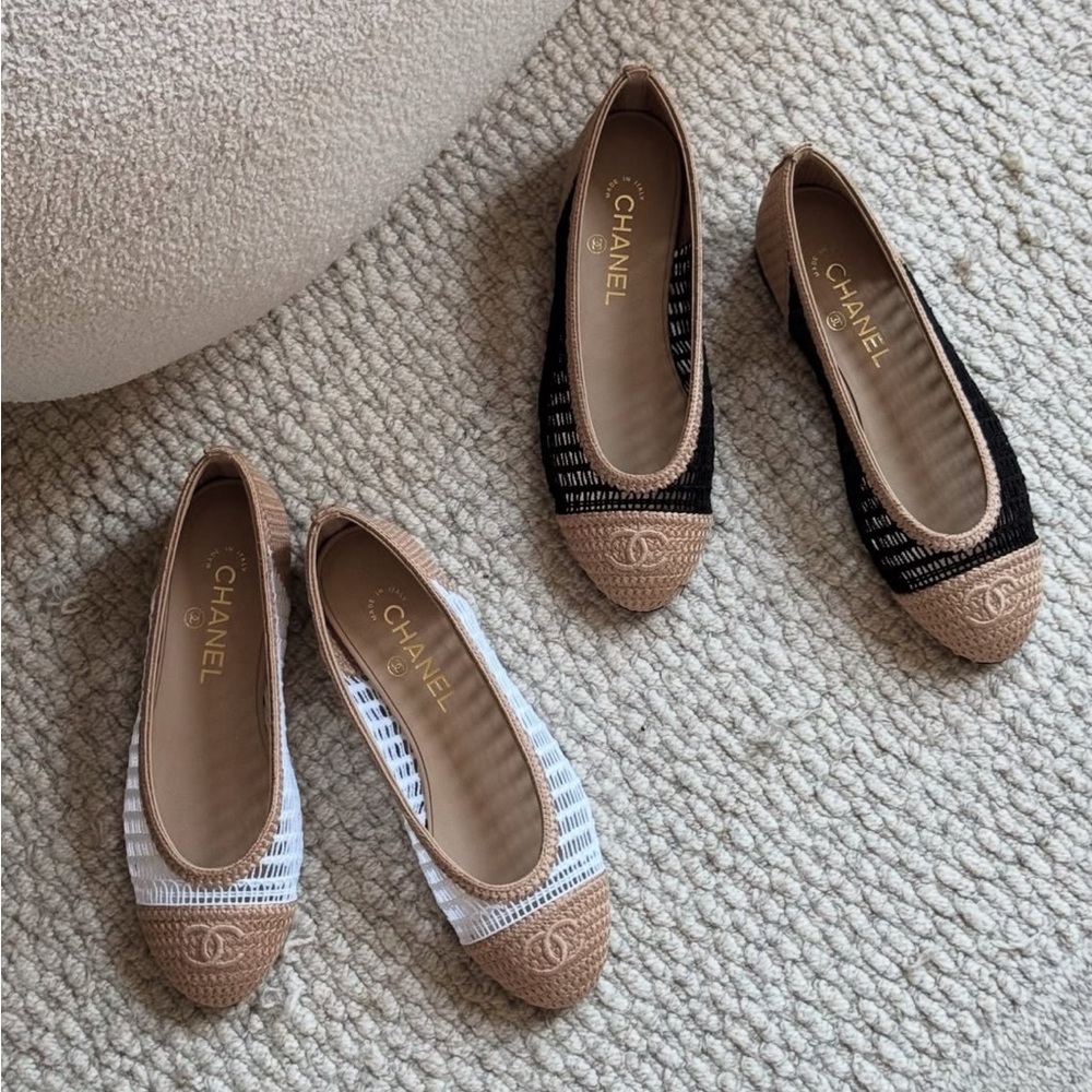 Chanel 25P Raffia White & Beige Flats | BNIB | Size 36, 36.5, 37.5 - Picture 3 of 13